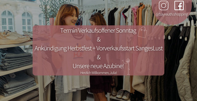 Termin Verkaufsoffener Sonntag & bevorstehende Veranstaltungen