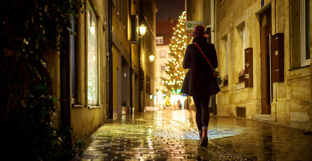 Gasse in Bayreuth in Weihnachtsstimmung