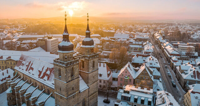 Bayreuth von oben im Winter